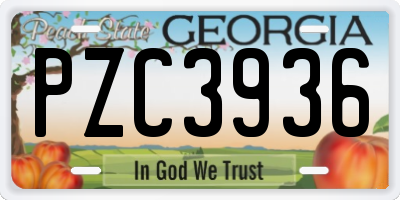 GA license plate PZC3936