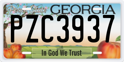 GA license plate PZC3937