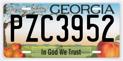 GA license plate PZC3952
