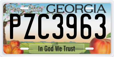 GA license plate PZC3963