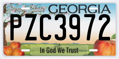 GA license plate PZC3972