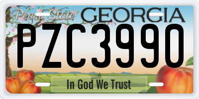 GA license plate PZC3990