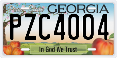 GA license plate PZC4004