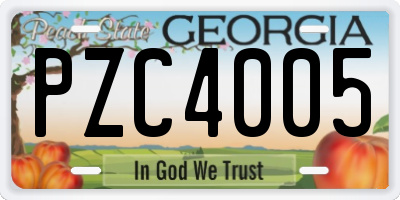 GA license plate PZC4005