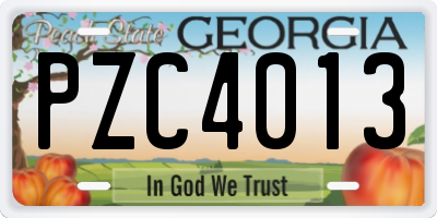 GA license plate PZC4013