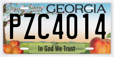 GA license plate PZC4014