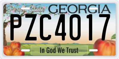 GA license plate PZC4017