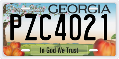 GA license plate PZC4021