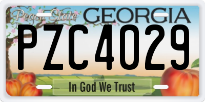 GA license plate PZC4029