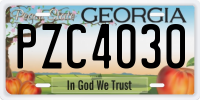 GA license plate PZC4030