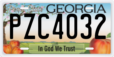 GA license plate PZC4032