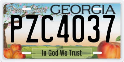 GA license plate PZC4037