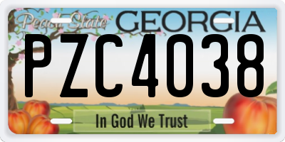 GA license plate PZC4038