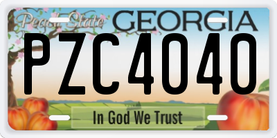 GA license plate PZC4040