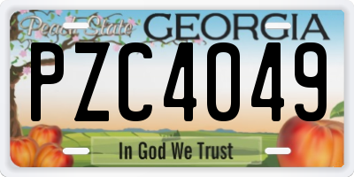 GA license plate PZC4049