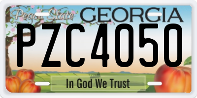 GA license plate PZC4050