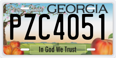 GA license plate PZC4051