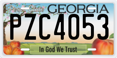 GA license plate PZC4053