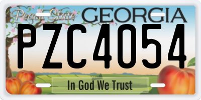 GA license plate PZC4054