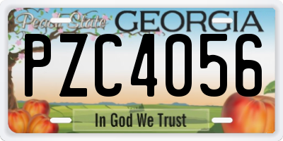 GA license plate PZC4056