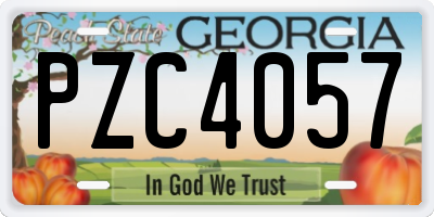 GA license plate PZC4057