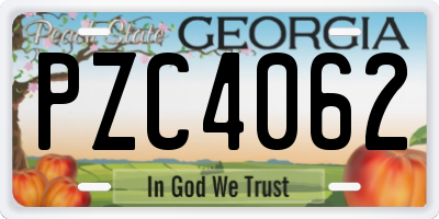 GA license plate PZC4062