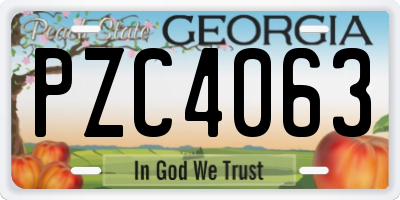 GA license plate PZC4063