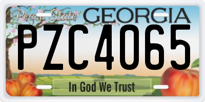 GA license plate PZC4065