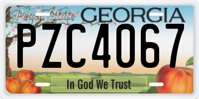 GA license plate PZC4067