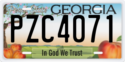 GA license plate PZC4071