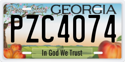 GA license plate PZC4074