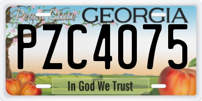 GA license plate PZC4075