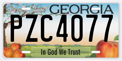 GA license plate PZC4077