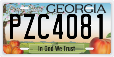 GA license plate PZC4081