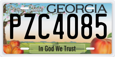 GA license plate PZC4085