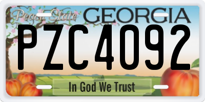 GA license plate PZC4092