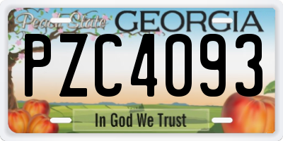 GA license plate PZC4093