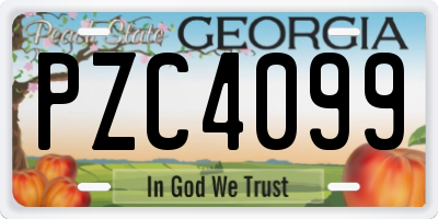 GA license plate PZC4099