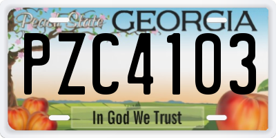 GA license plate PZC4103