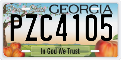 GA license plate PZC4105