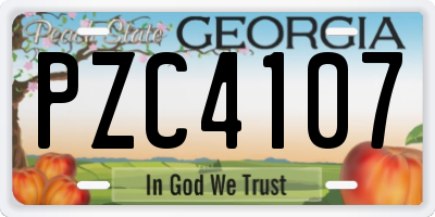 GA license plate PZC4107