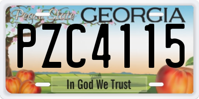 GA license plate PZC4115
