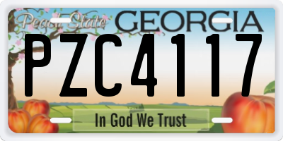 GA license plate PZC4117