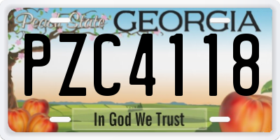 GA license plate PZC4118