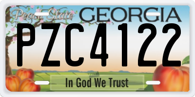 GA license plate PZC4122