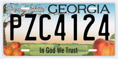 GA license plate PZC4124