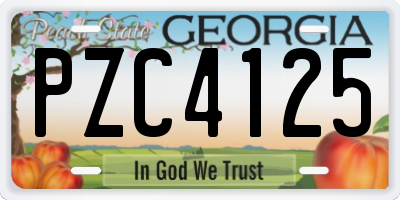GA license plate PZC4125