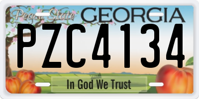 GA license plate PZC4134