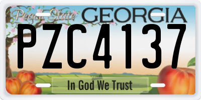 GA license plate PZC4137
