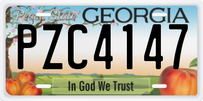 GA license plate PZC4147
